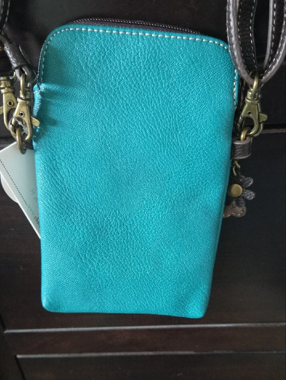 Chala Golden Retriever Cell Phone Crossbody Bag Turquoise Convertible NWT